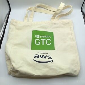 Nvidia GTC AWS Sponsor Cream Canvas Tote Bag Tech Conference Promo Large Size